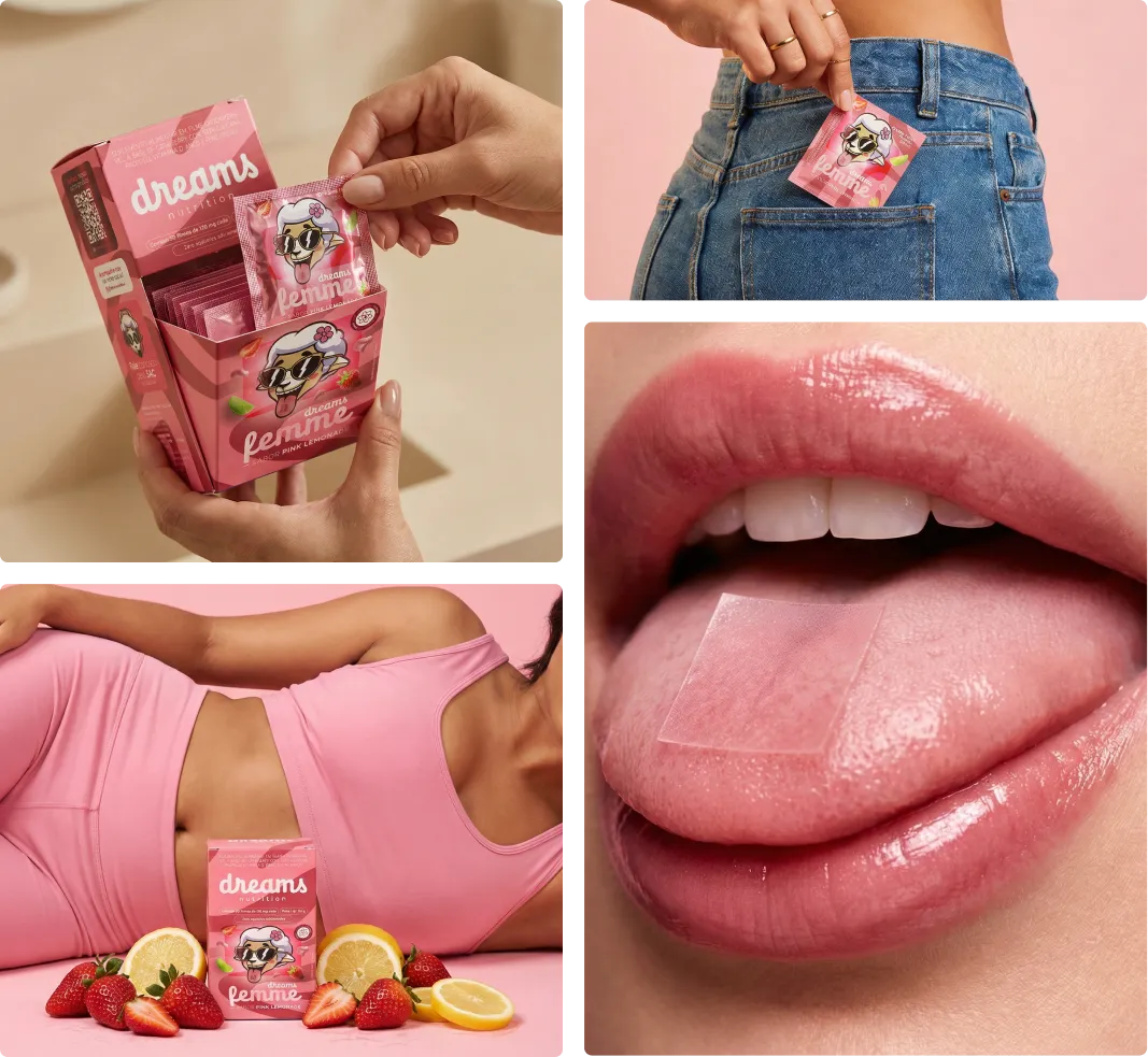 Mulher confiante segurando a tirinha rosa Dreams Femme