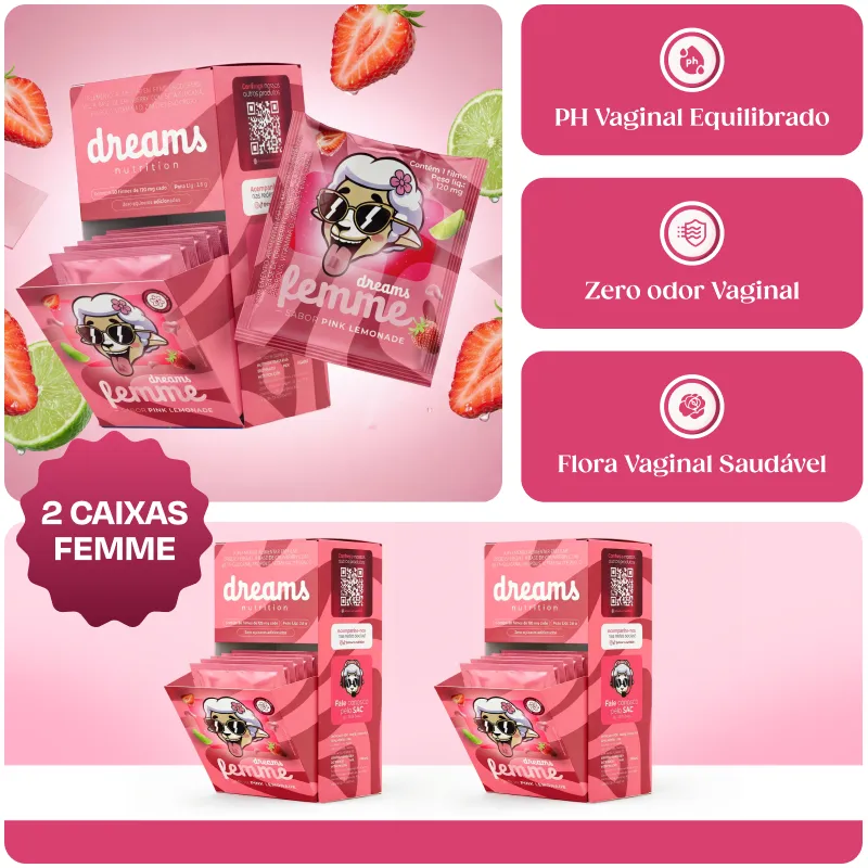 Kit de caixas do Dreams Femme com as tirinhas rosa