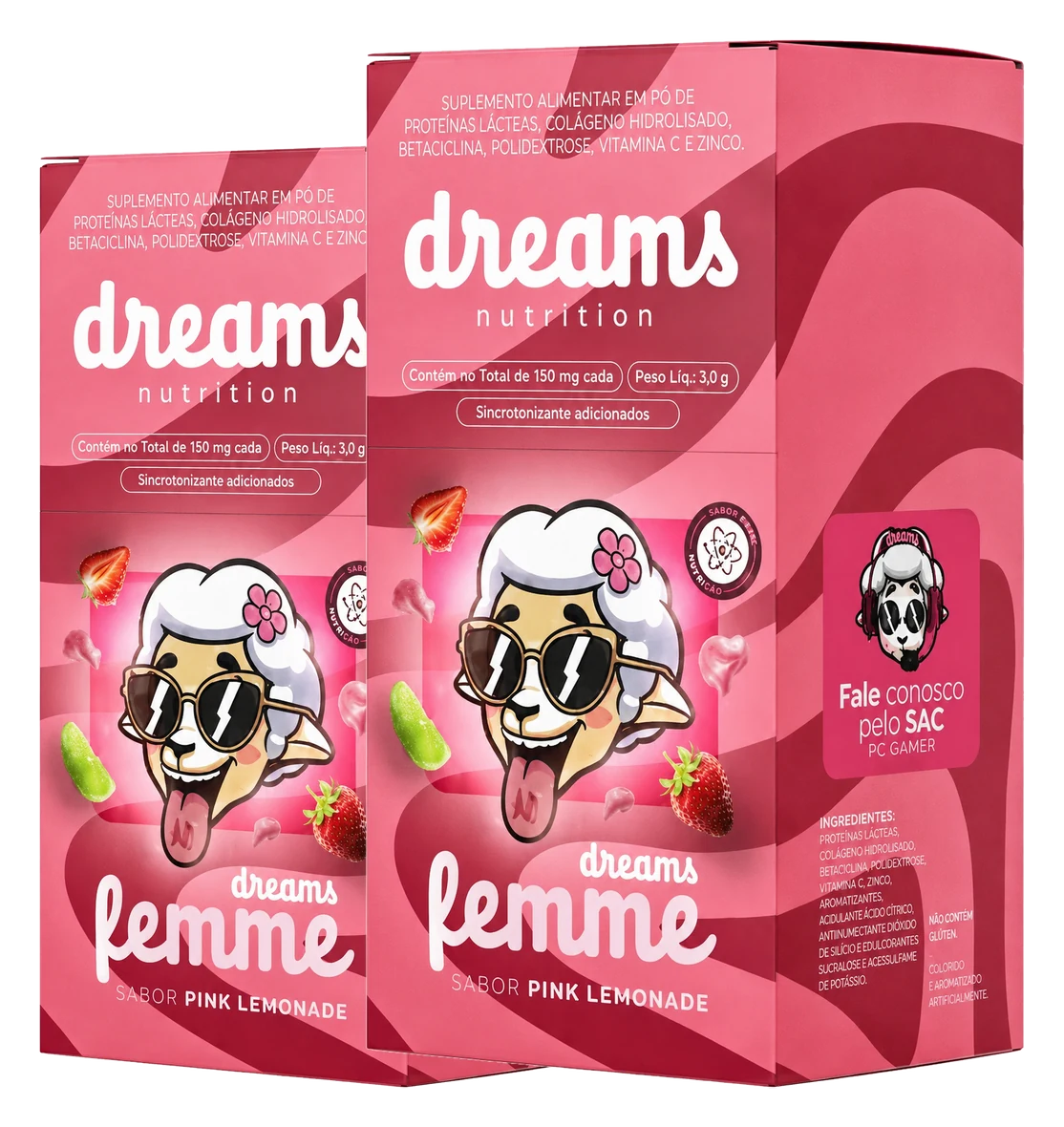 Dreams Femme — kit 2 caixas com as tirinhas rosa