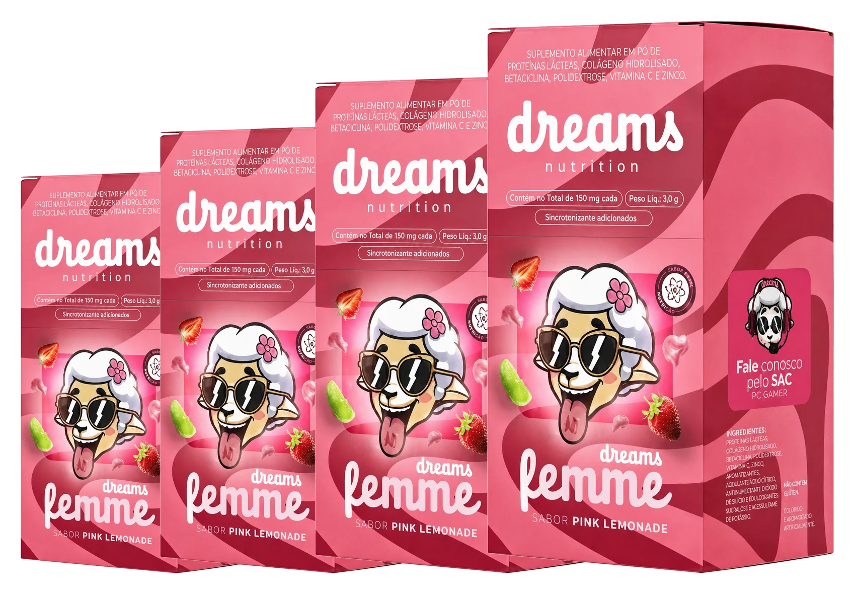 Dreams Femme — kit 3 caixas + 1 grátis com as tirinhas rosa